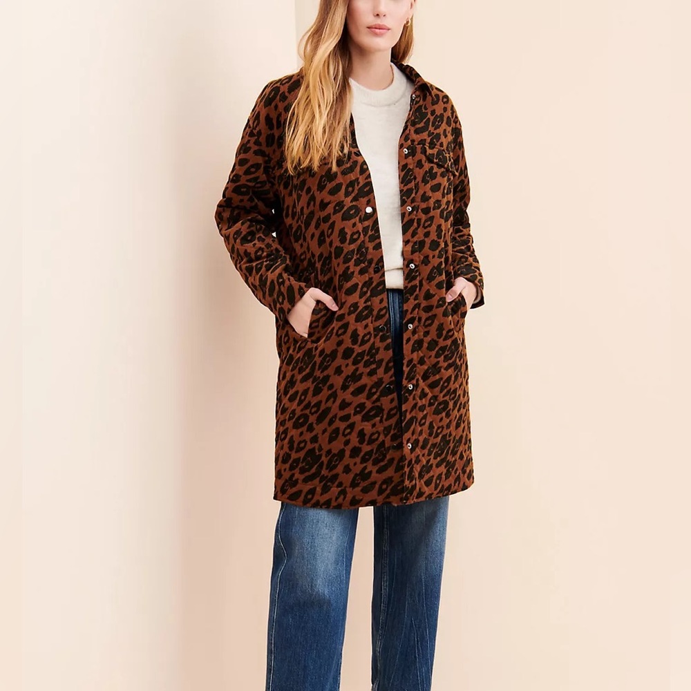 Anthropologie ICHI. Havana Longline Leopard Print Jacket